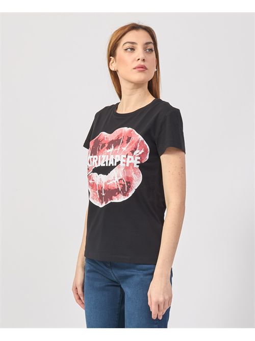 T-shirt donna Patrizia Pepe con stampa bacio PATRIZIA PEPE | 8M1691-J256K103